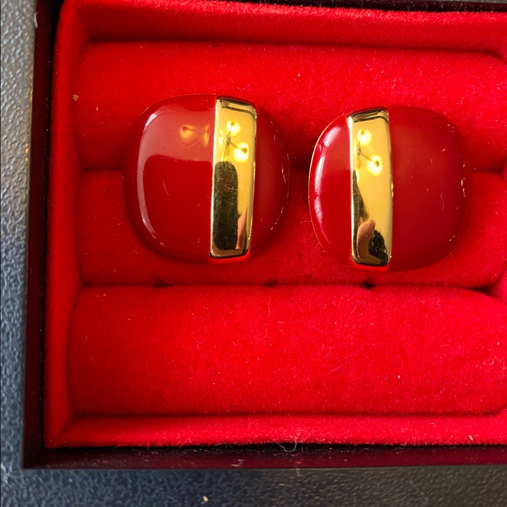 Vintage Red and Gold Earrings